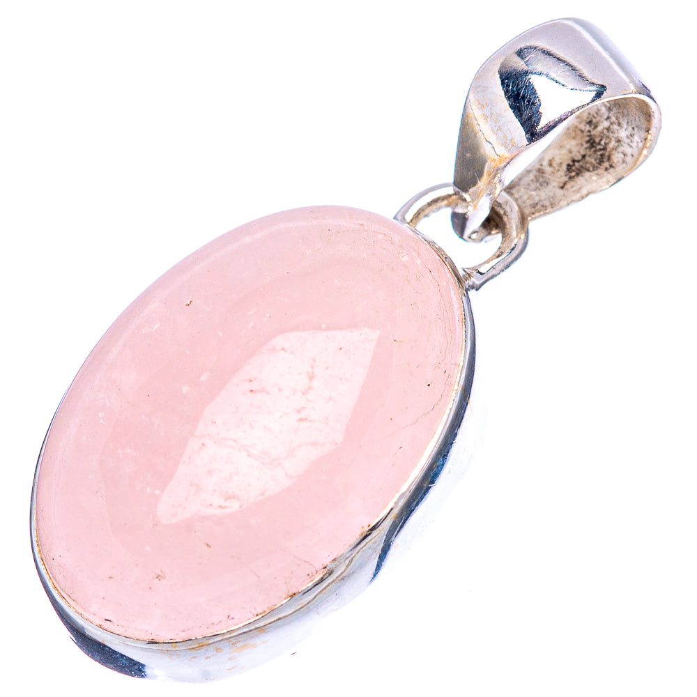 Rose Quartz Pendant 1 1/8" (.925 Sterling Silver)