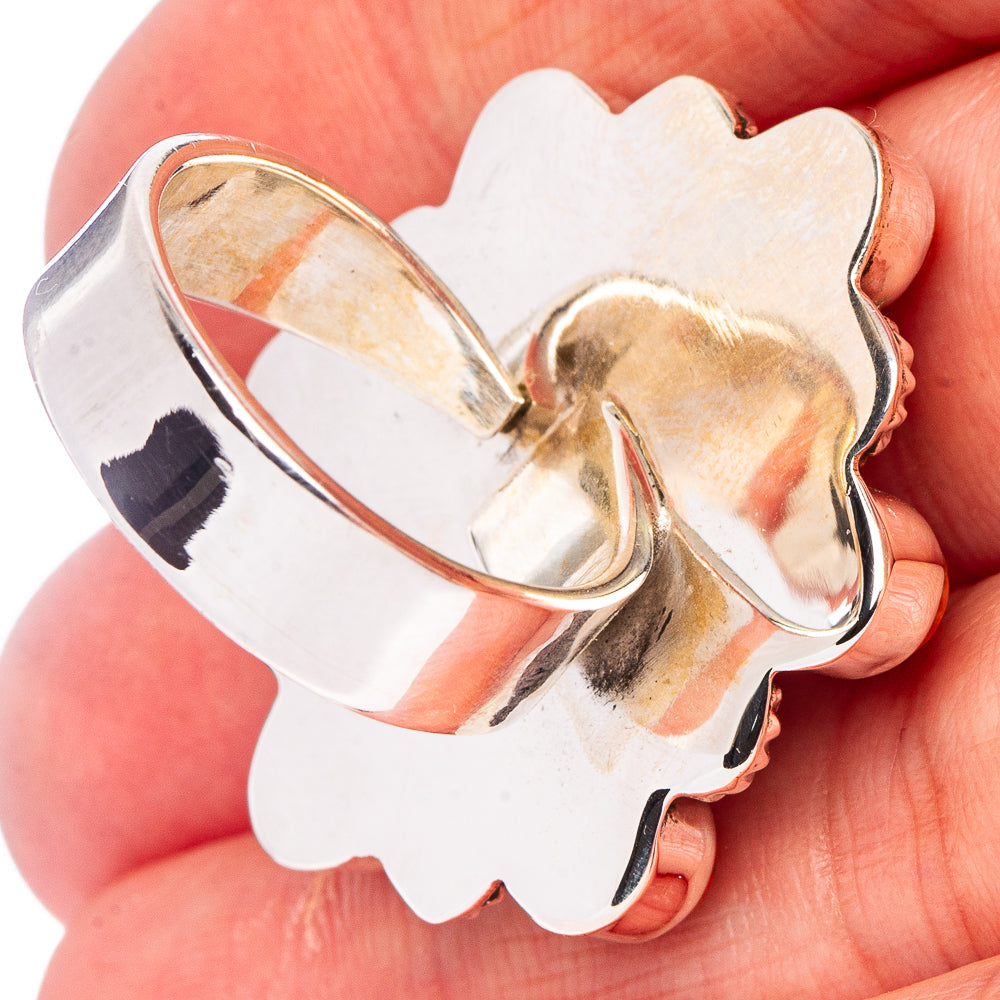 Golden Hills Turquoise Native Style, Sponge Coral Ring Size 6 Adjustable (.925 Sterling Silver) Exclusive