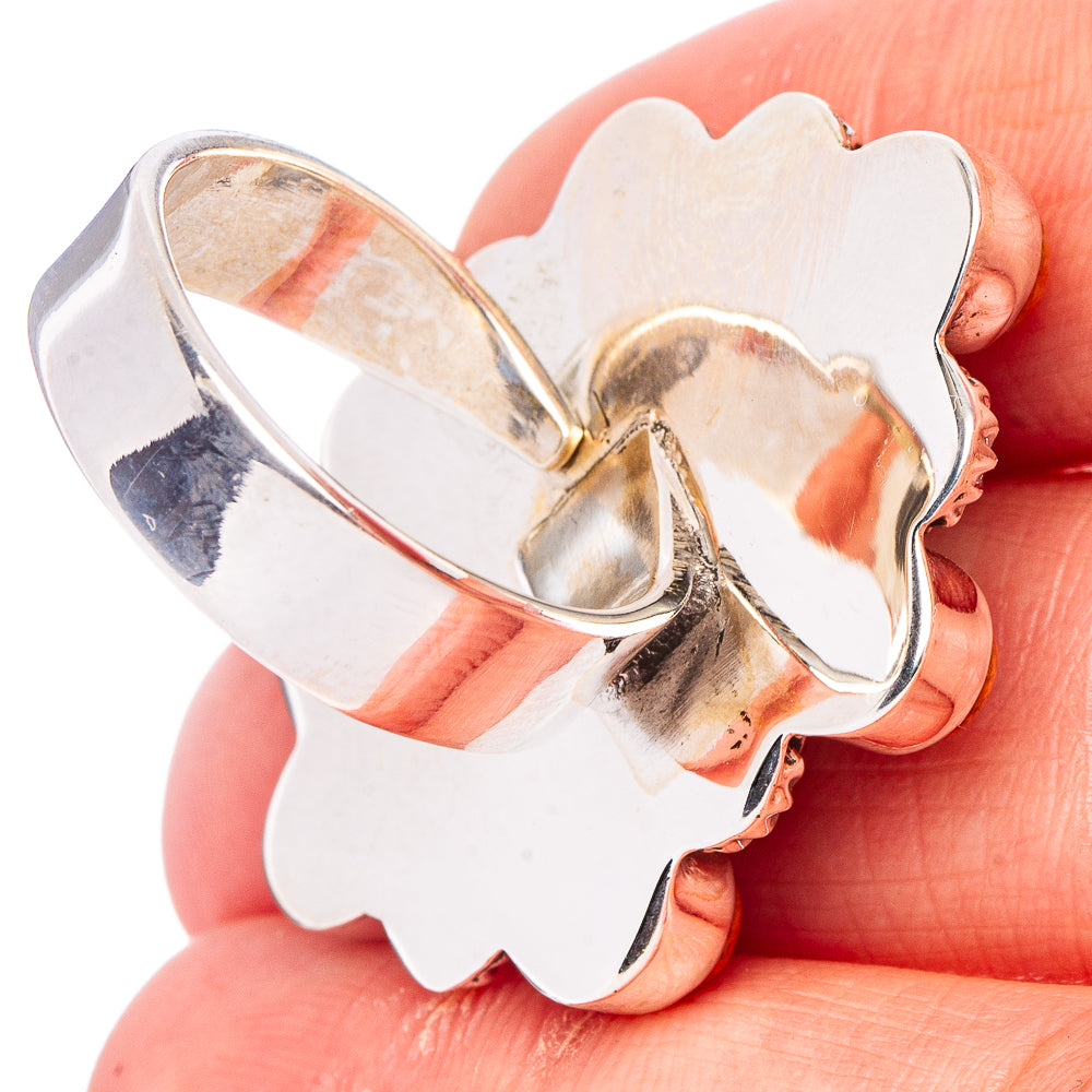 Sonoran Gold Turquoise Native Style, Sponge Coral Ring Size 6 Adjustable (.925 Sterling Silver) Exclusive