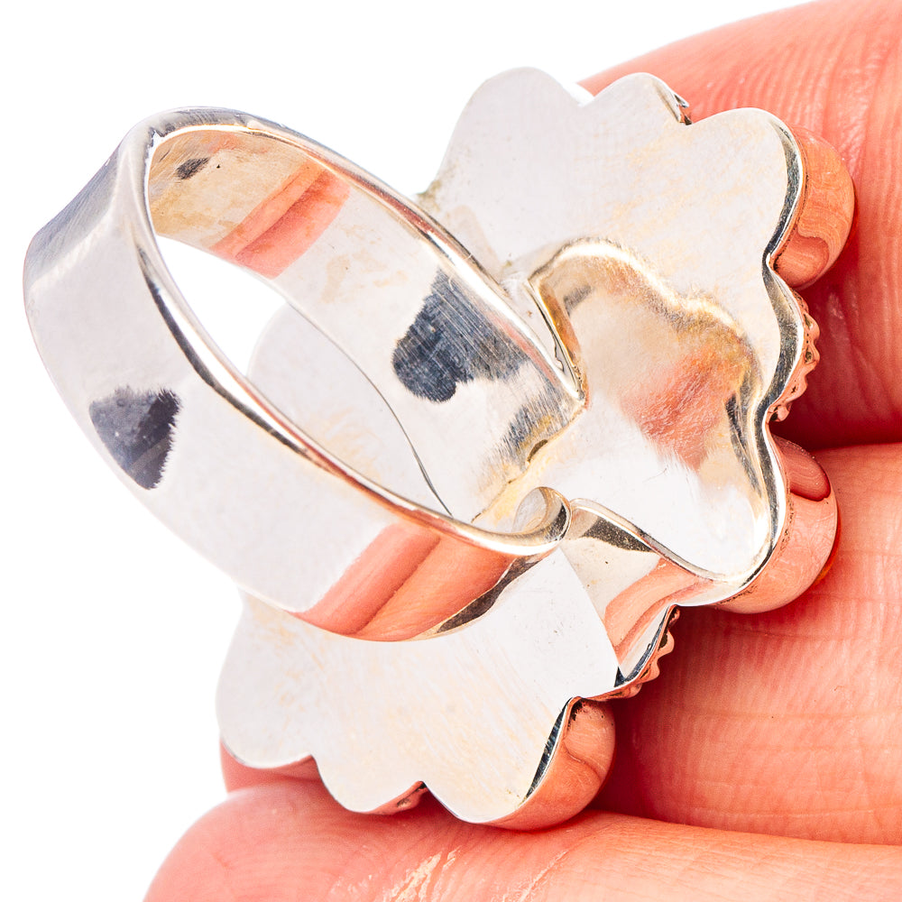 Sonoran Gold Turquoise Native Style, Sponge Coral Ring Size 7 Adjustable (.925 Sterling Silver) Exclusive