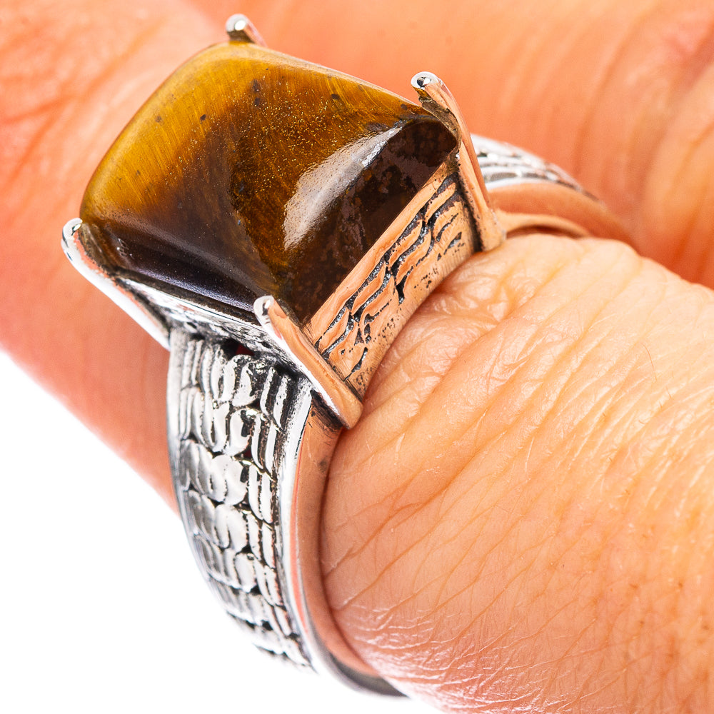 Tiger's Eye Filigree Style Ring Size 8 (.925 Sterling Silver)