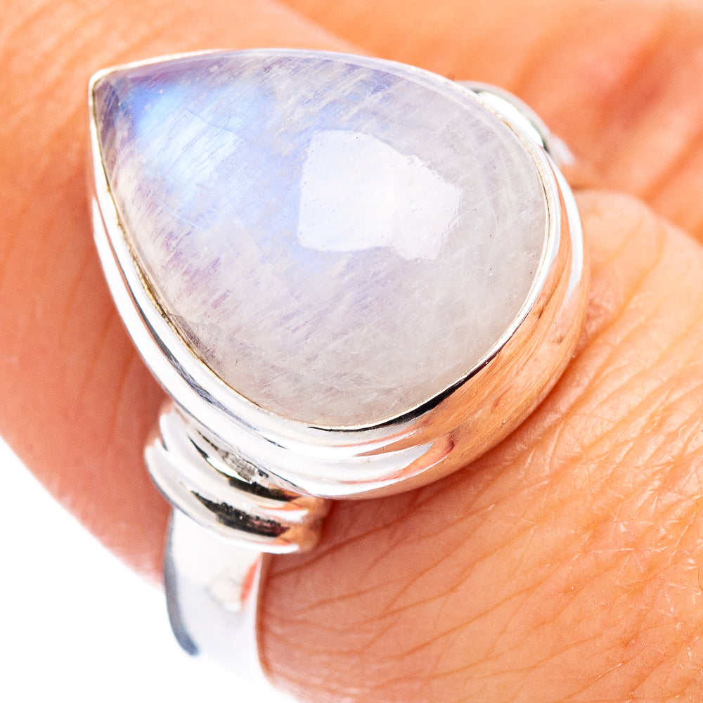 Rainbow Moonstone Ring Size 7.75 (.925 Sterling Silver)