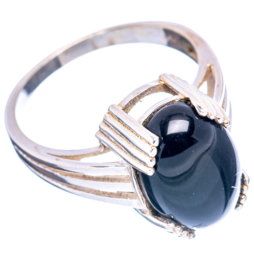 Black Onyx Filigree Style Ring Size 7.75 (.925 Sterling Silver)