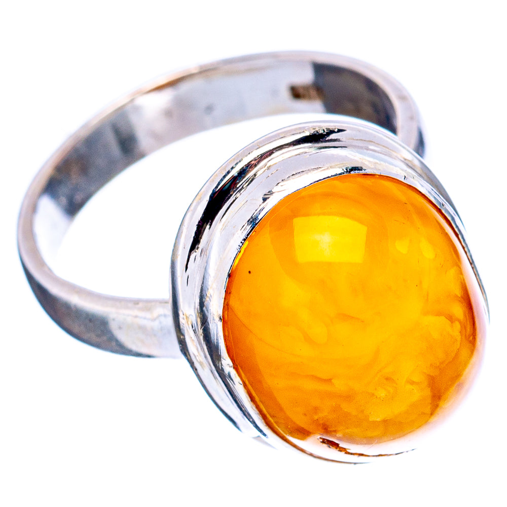 Bone Amber Ring Size 4.75 (.925 Sterling Silver)