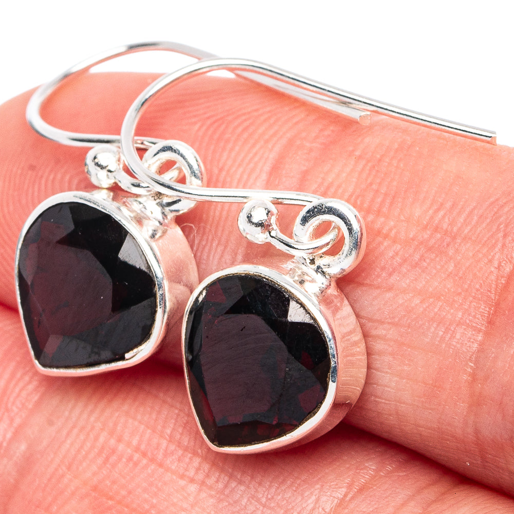 Garnet Earrings 1 1/8" (925 Sterling Silver) E3028