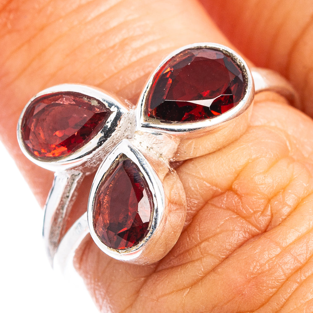 Garnet Dainty Ring Size 6.5 (.925 Sterling Silver)