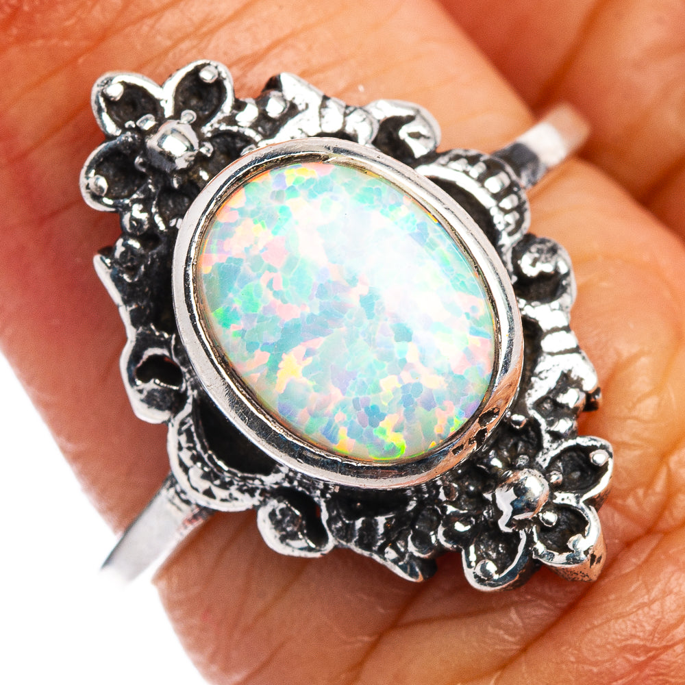 Lab Opal Dainty Ring Size 6 (.925 Sterling Silver)