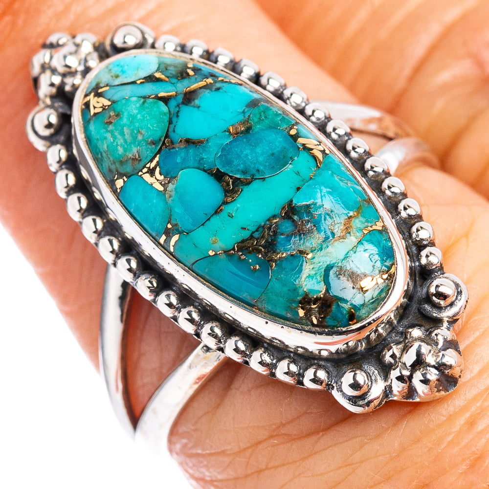 Blue Copper Turquoise Ring Size 7 (.925 Sterling Silver)
