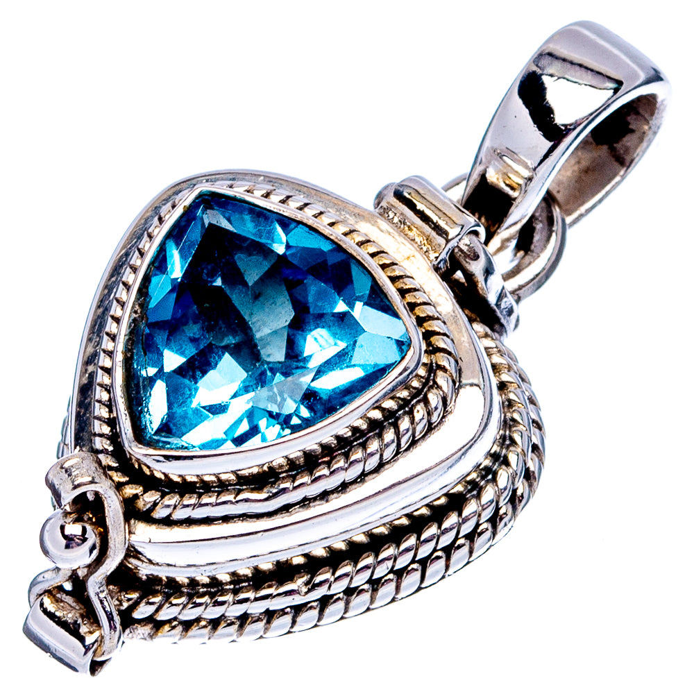 Premium Blue Topaz Poison Pendant 1 1/8" (.925 Sterling Silver)