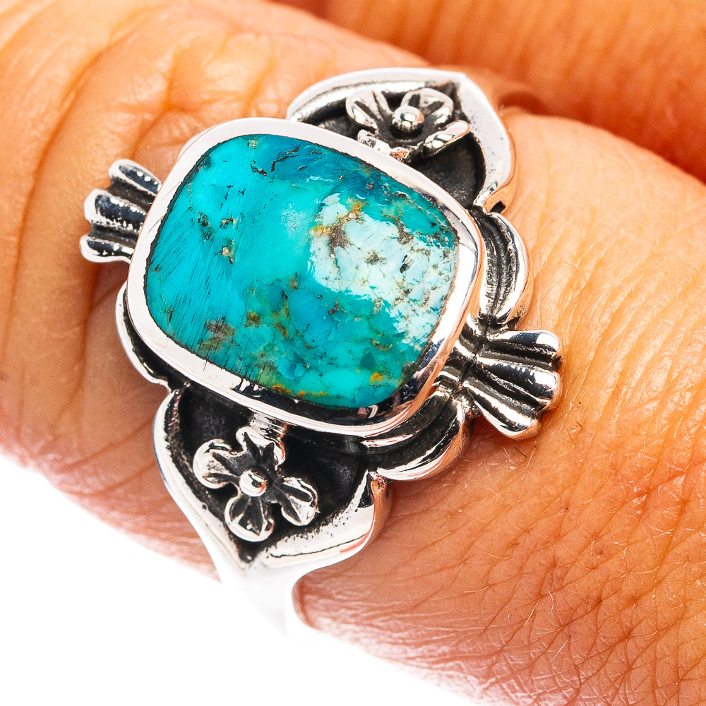 Native Style Mohave Turquoise Ring Size 8.5 (.925 Sterling Silver)