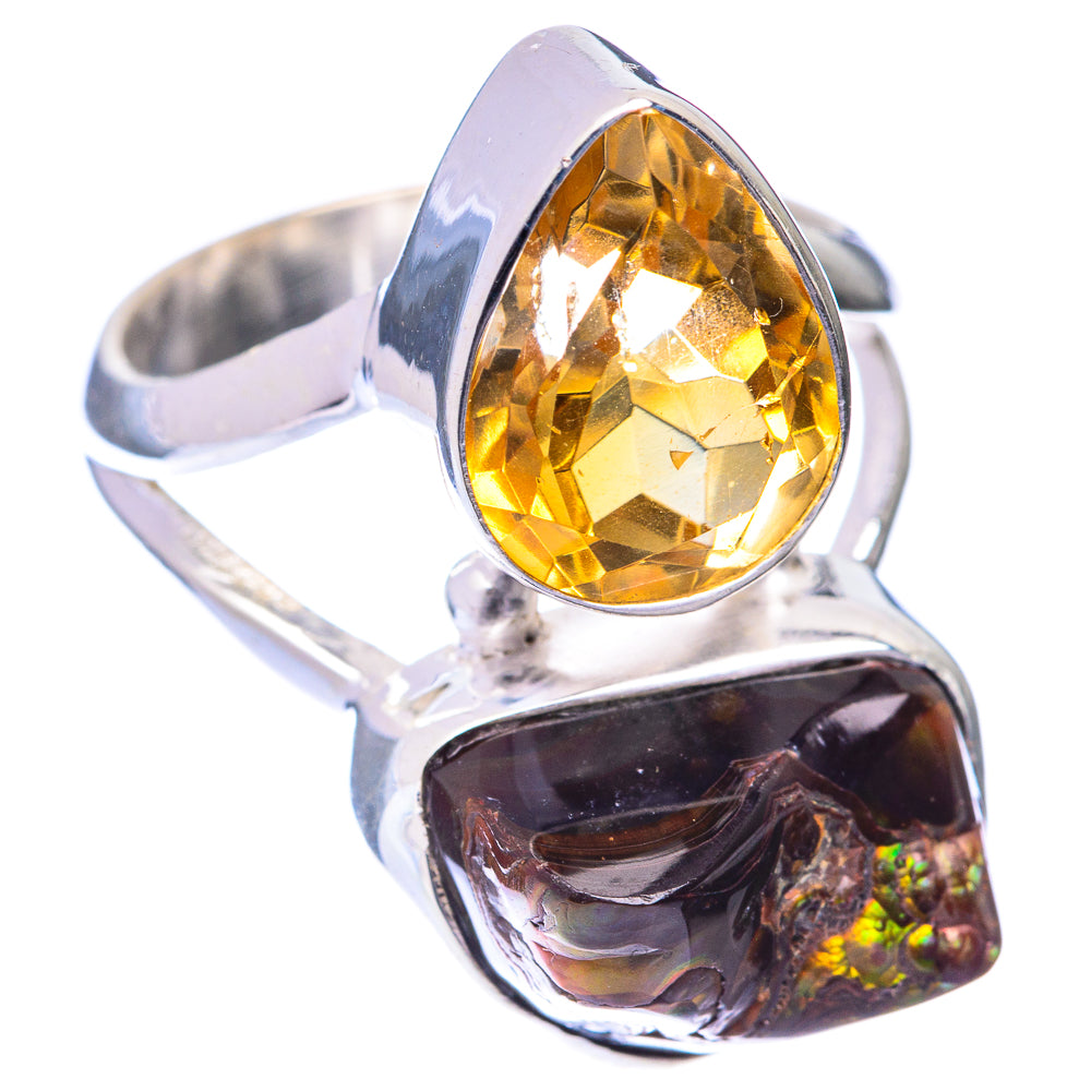 Mexican Fire Agate, Citrine Ring Size 6.5 (925 Sterling Silver) R140952