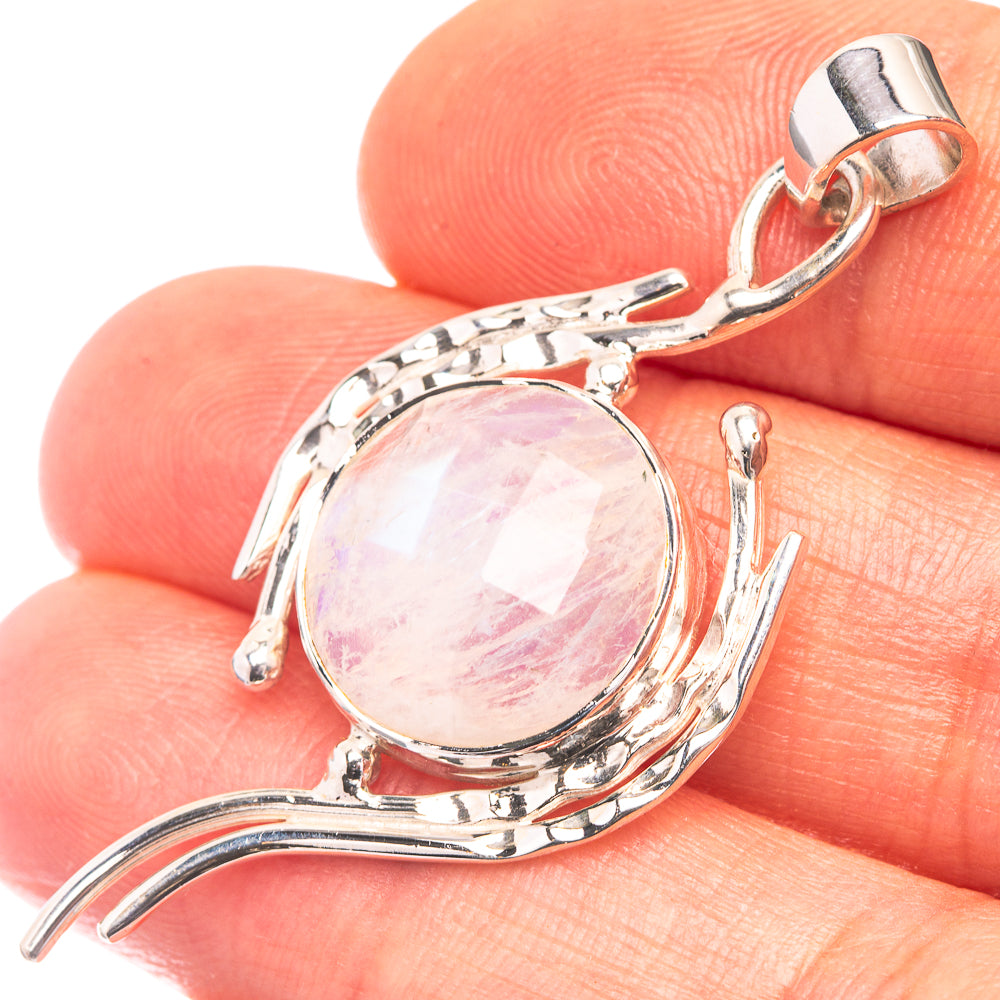 Premium Rainbow Moonstone Pendant 1 7/8" (925 Sterling Silver) P38762
