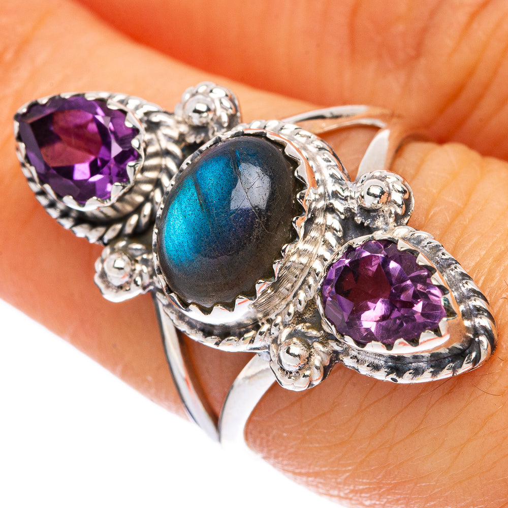 Labradorite, Amethyst Ring Size 7 (925 Sterling Silver) R146158