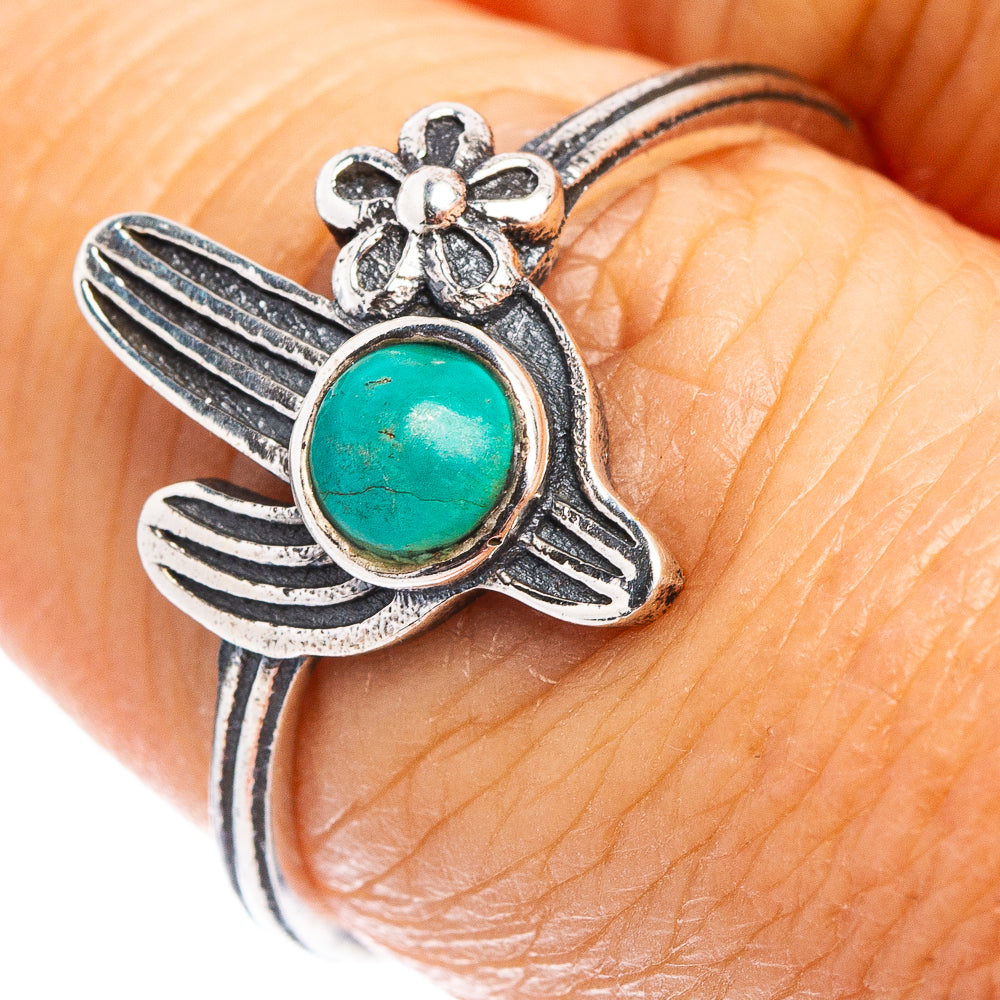 Turquoise Cactus Dainty Ring Size 7.75 (.925 Sterling Silver)