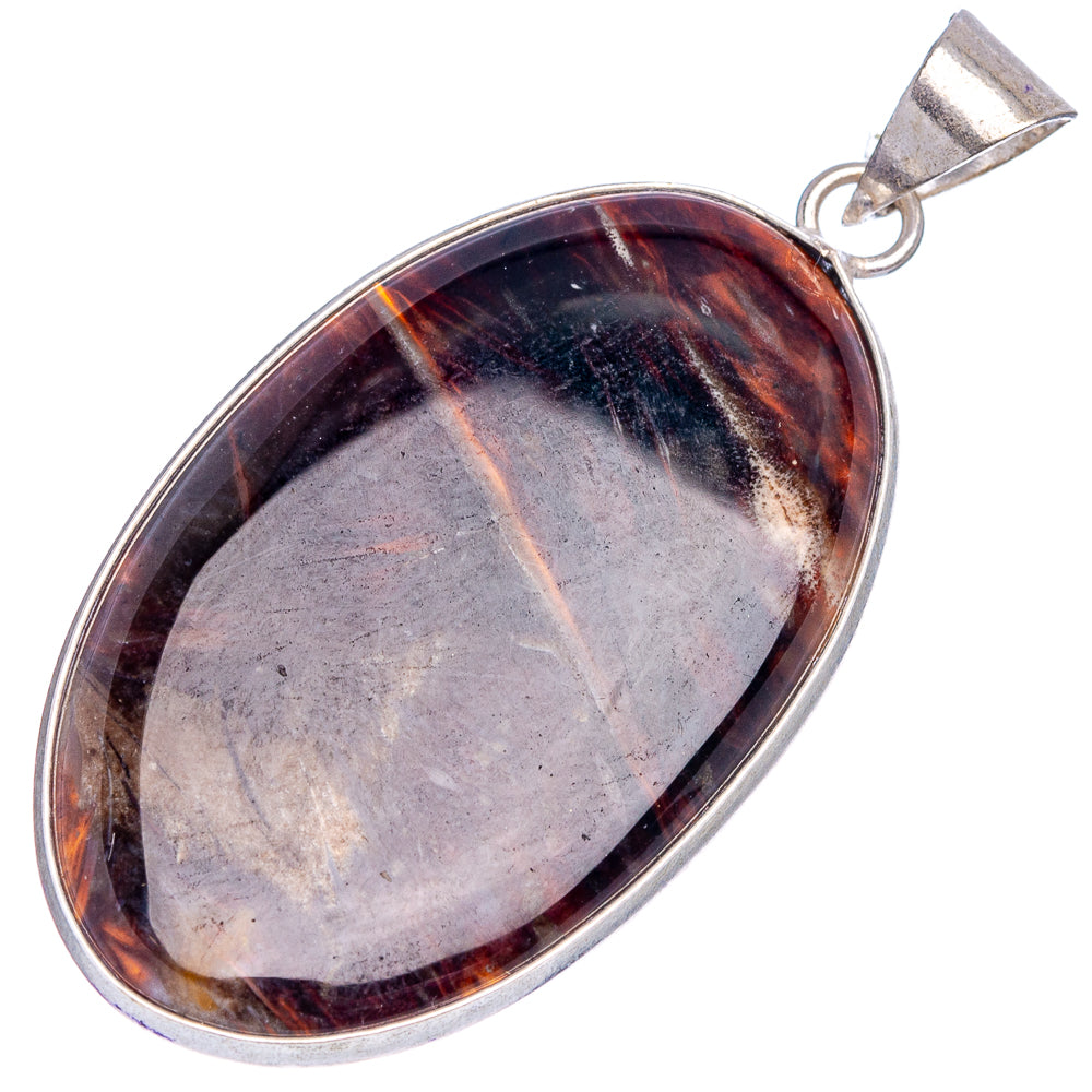 Black Banded Agate Pendant 2 1/8" (Silver Plated)
