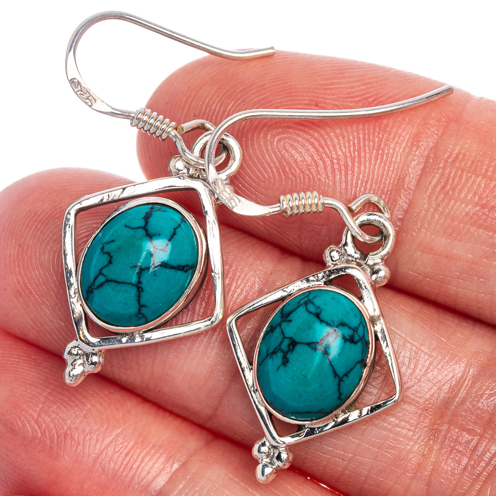 Blue Howlite Earrings 1 3/8" (925 Sterling Silver) E1037