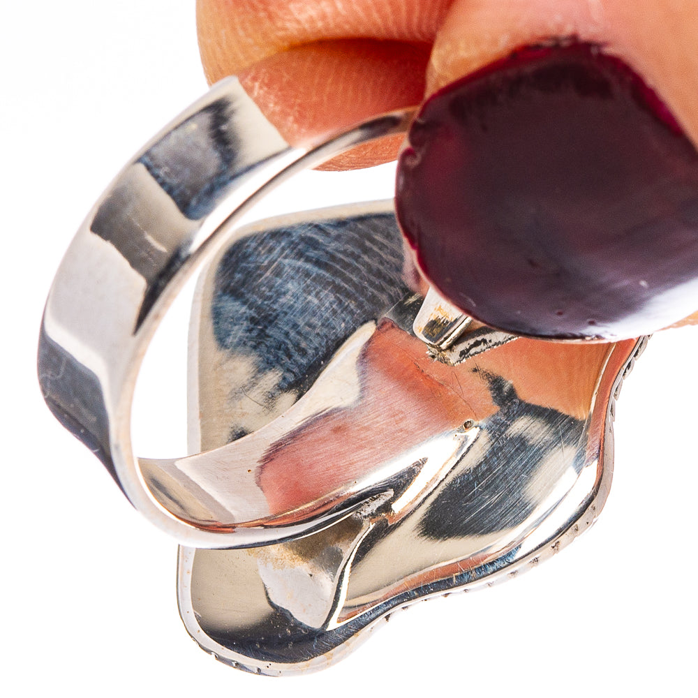 Pink Opal, Turquoise Ring Size 7 Adjustable (.925 Sterling Silver)