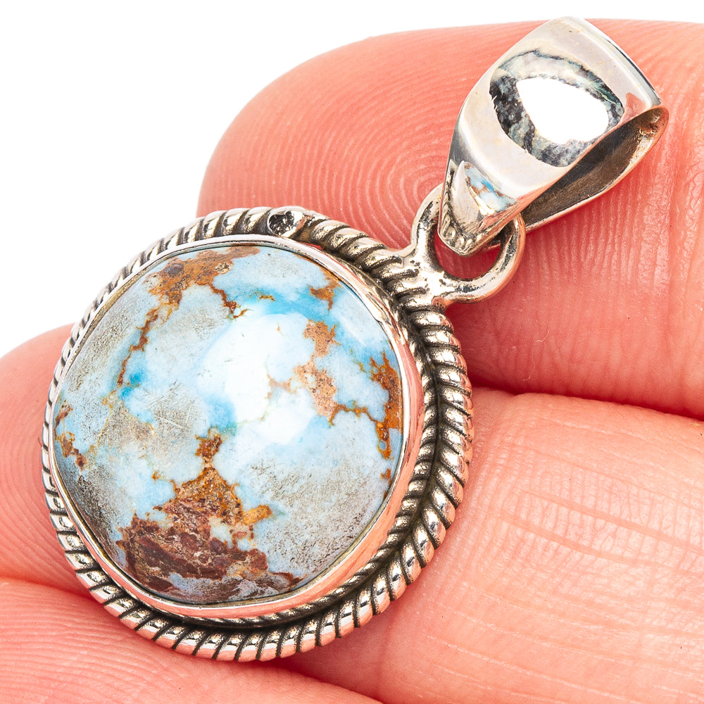 Rare Golden Hills Turquoise Pendant 1 1/4" (925 Sterling Silver) P44780