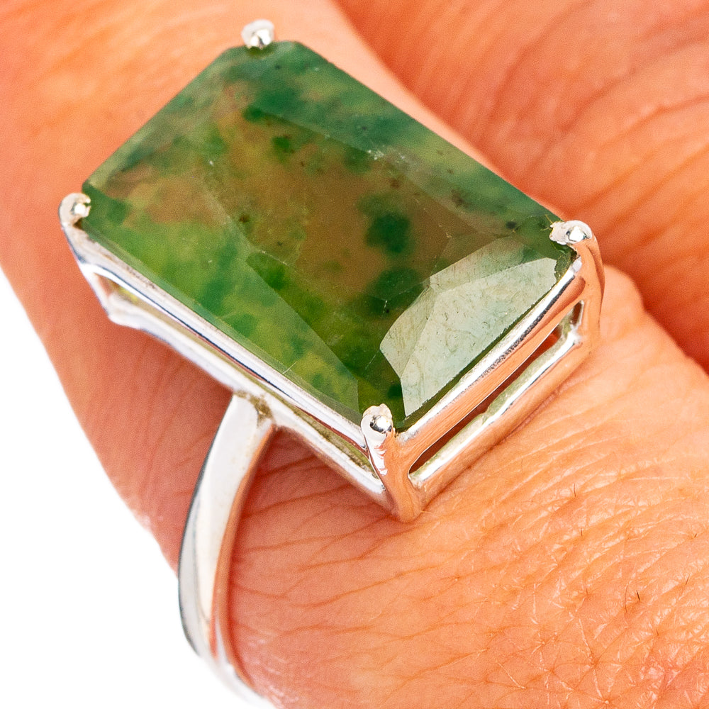Green Grass Garnet Ring Size 8.5 (.925 Sterling Silver)