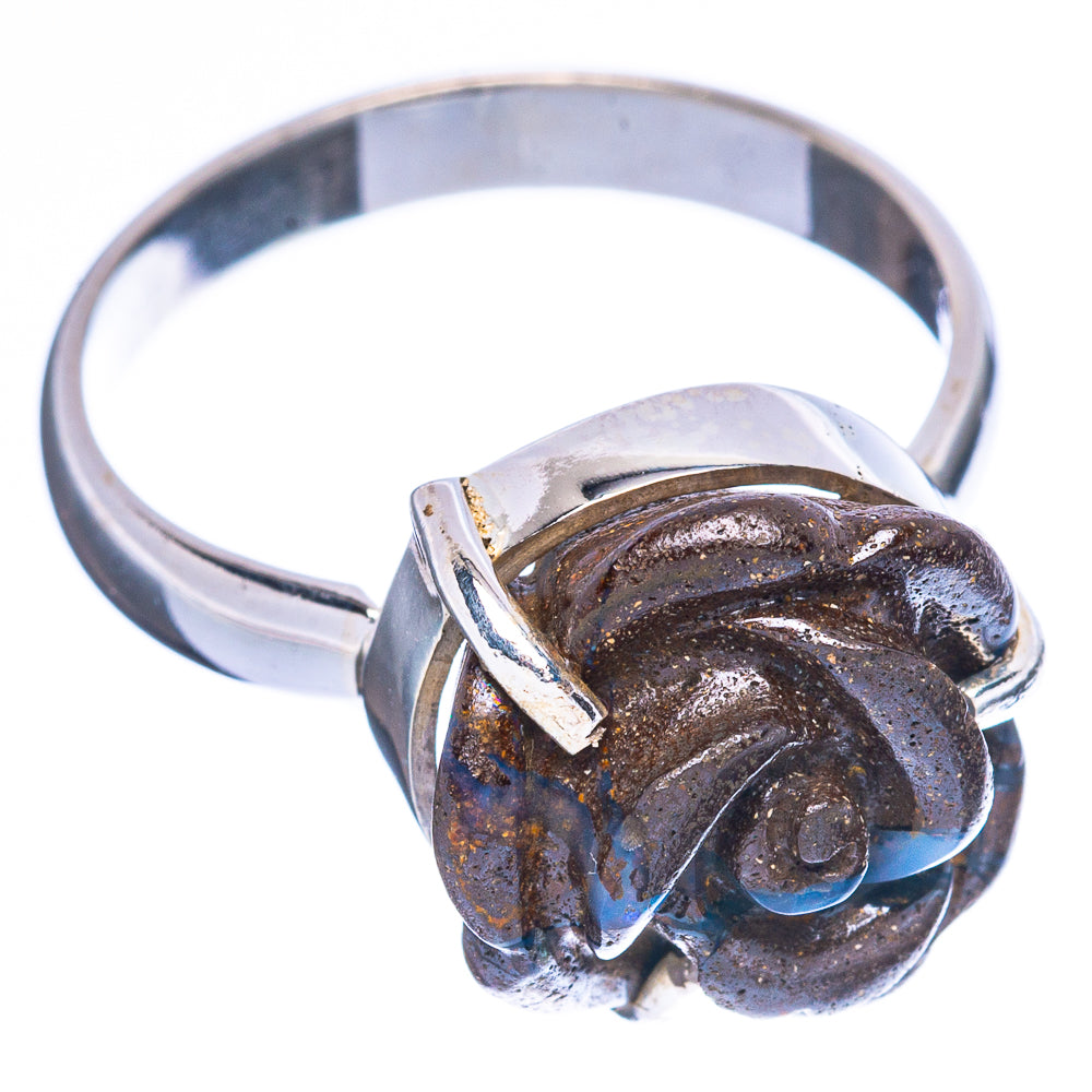 Rare Boulder Opal Rose Ring Size 8.75 (925 Sterling Silver) R2453