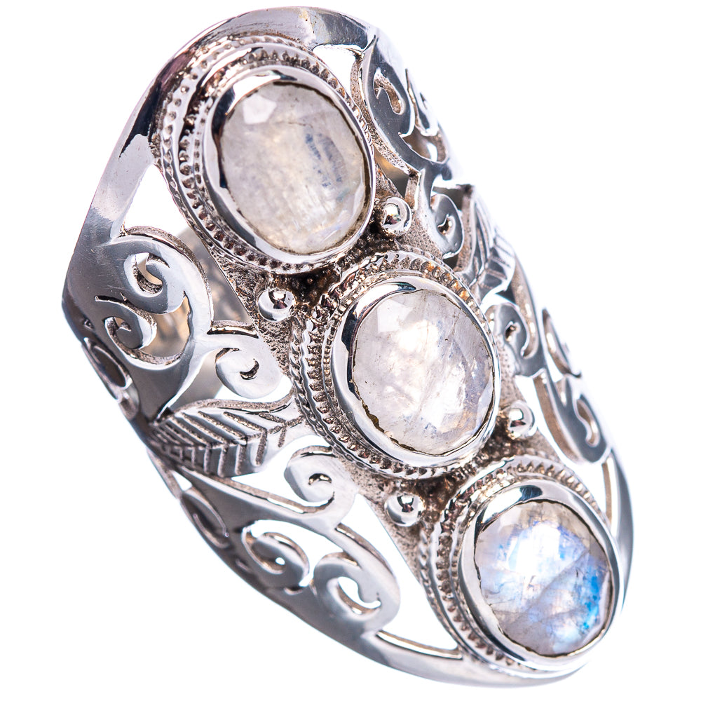 Huge Premium Rainbow Moonstone Ring Size 6 (.925 Sterling Silver)