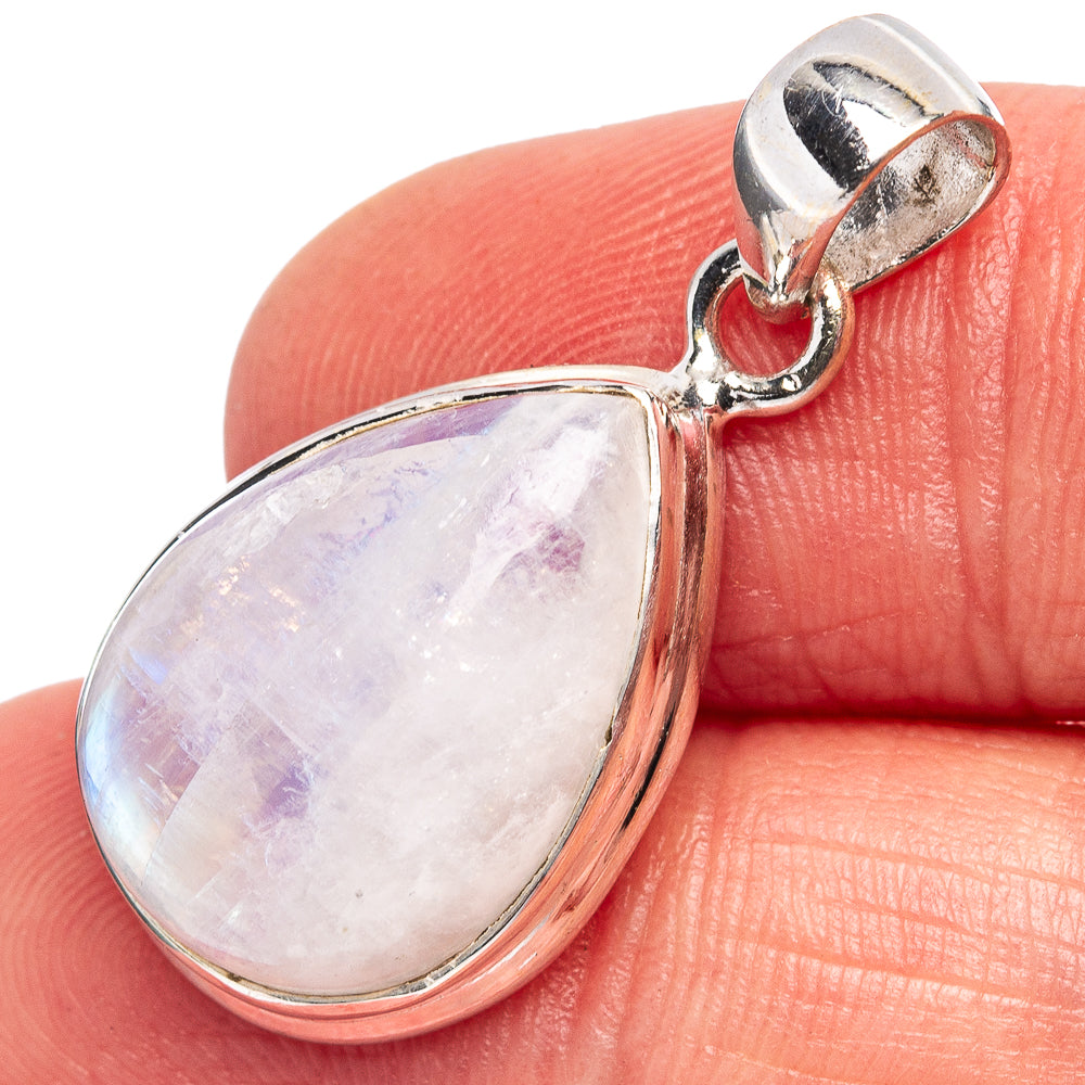 Rainbow Moonstone Pendant 1 1/4" (.925 Sterling Silver)