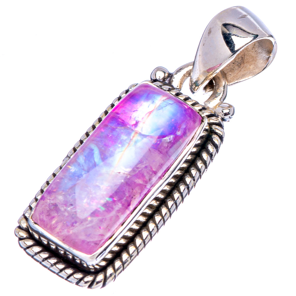 Pink Moonstone Pendant 1 1/8" (.925 Sterling Silver)