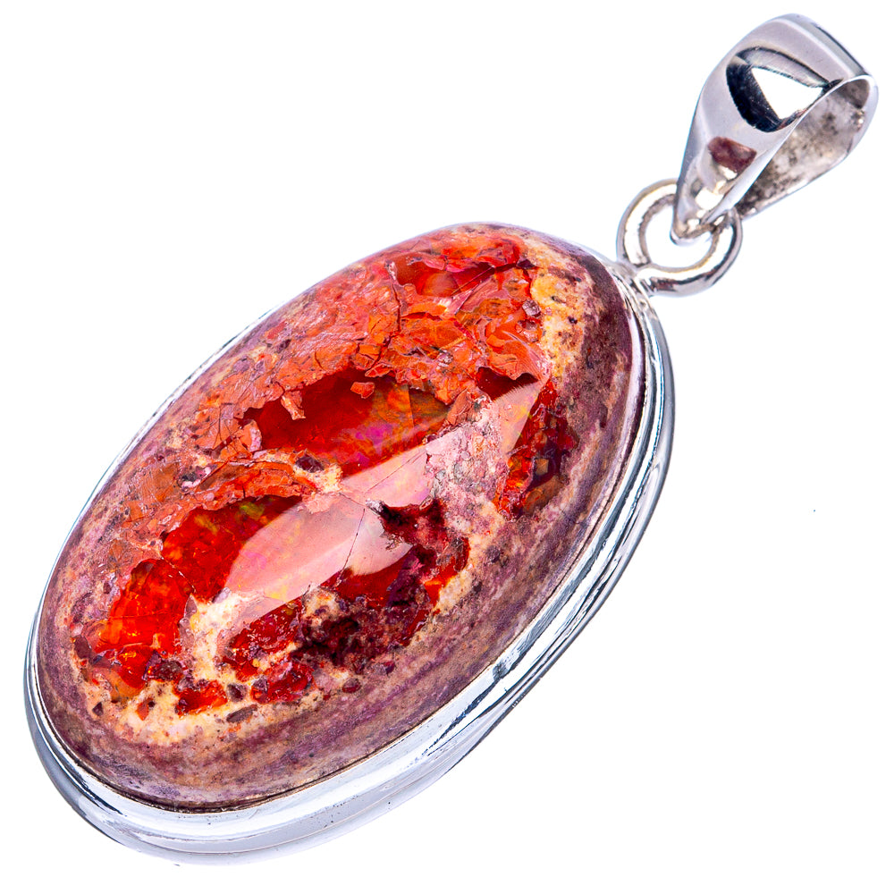 Rare Mexican Fire Opal Pendant 1 5/8" (925 Sterling Silver) P41971