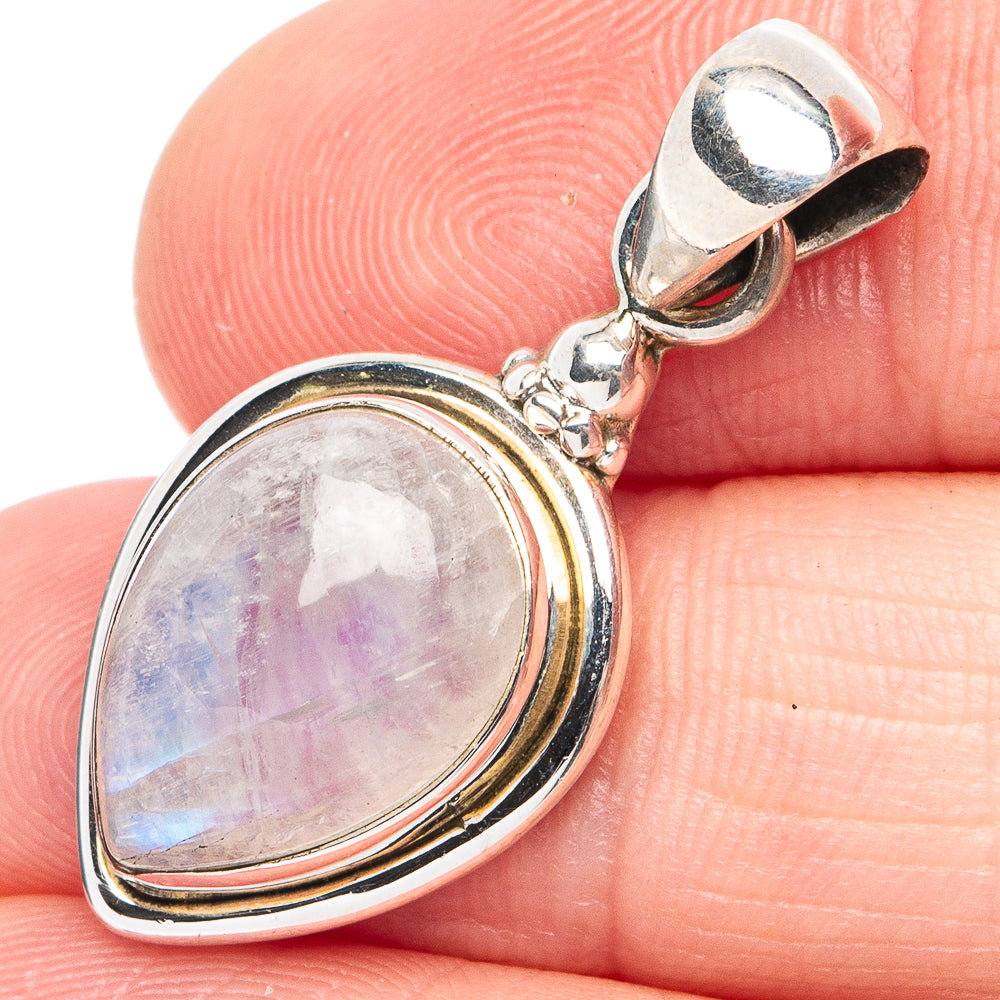 Rainbow Moonstone Pendant 1 1/4" (925 Sterling Silver) P45403