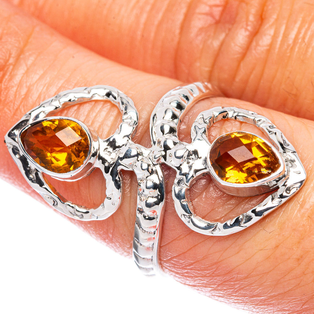 Premium Faceted Citrine Heart Ring Size 7 (925 Sterling Silver) R2648