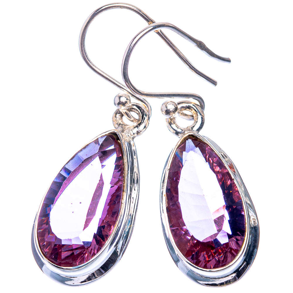 Faceted Color Change Alexandrite (Lab.) Earrings 1 3/8" (925 Sterling Silver) E432584