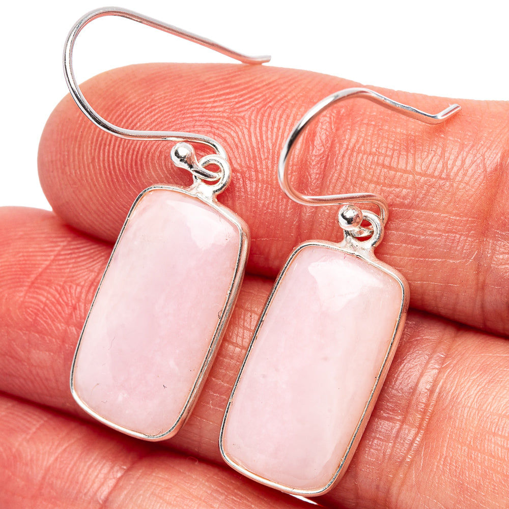 Pink Opal Earrings 1 3/8" (.925 Sterling Silver)