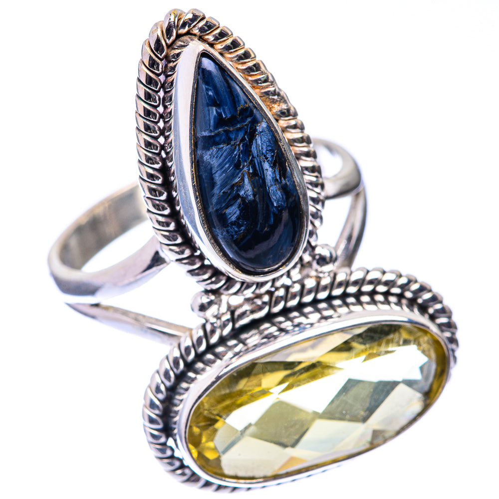 Large Lemon Quartz, Pietersite Ring Size 9.75 (925 Sterling Silver) R141244