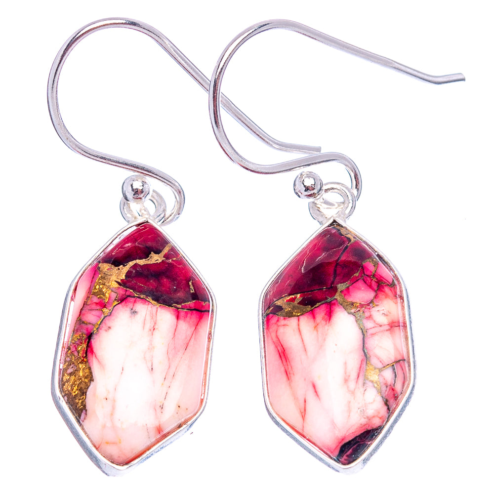 Red Dahlia Mohave Turquoise Earrings 1 3/8" (.925 Sterling Silver)