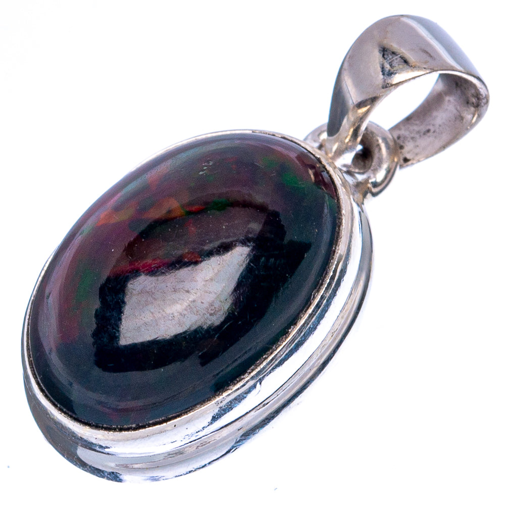 Large Rare Black Opal Pendant 1 1/8" (925 Sterling Silver) P43448