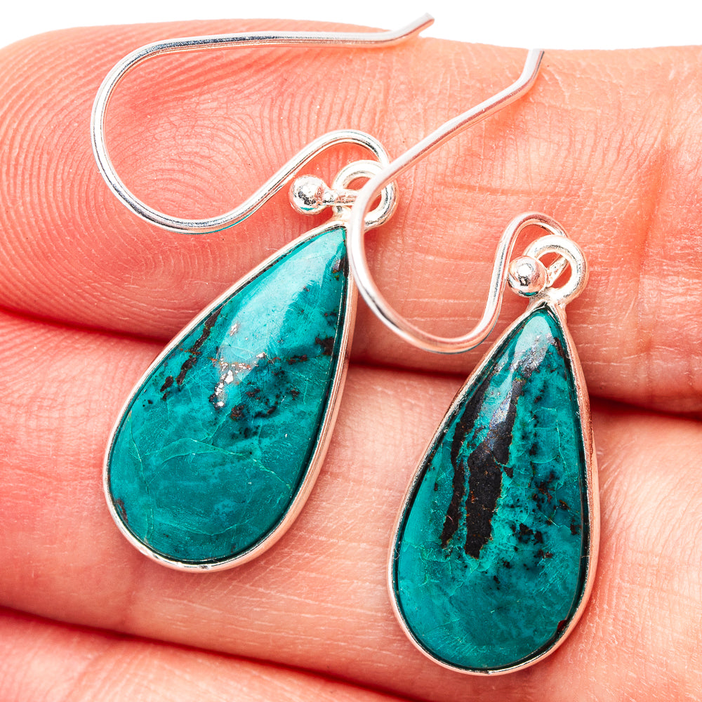 Shattuckite Earrings 1 3/8" (.925 Sterling Silver)