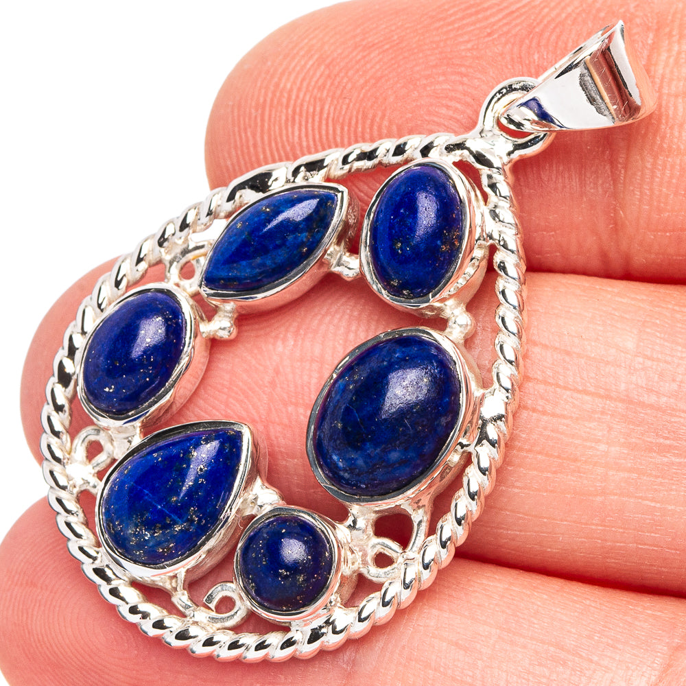 Lapis Lazuli 925 Sterling Silver Premium Pendants 1 5/8" (925 Sterling Silver) P43711