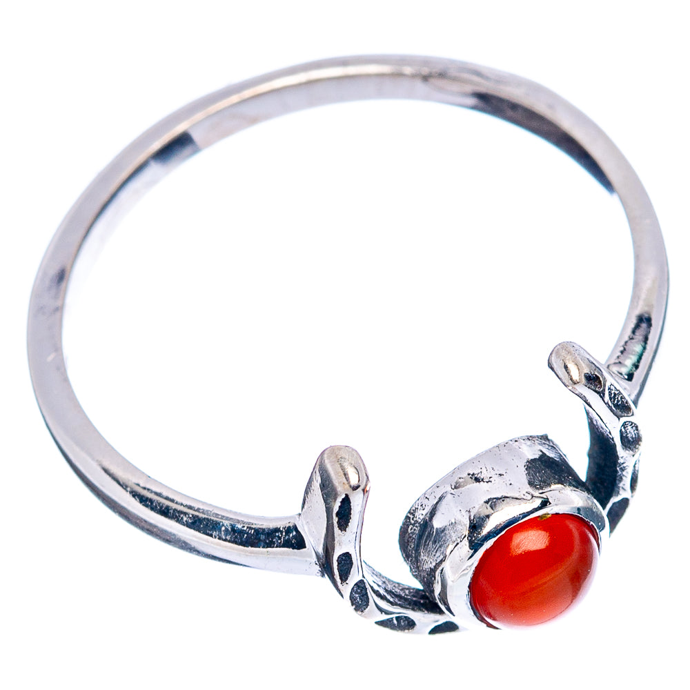 Carnelian Horseshoe Dainty Ring Size 6.5 (.925 Sterling Silver)