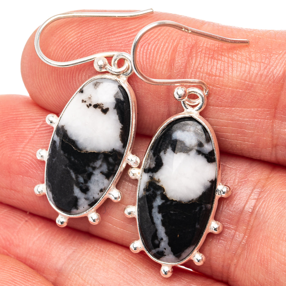 White Buffalo Turquoise Earrings 1 3/8" (.925 Sterling Silver)