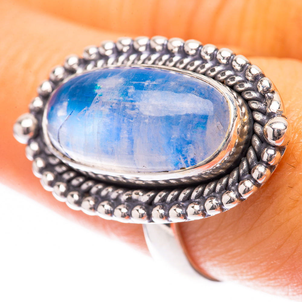 Rainbow Moonstone Ring Size 8.75 (925 Sterling Silver) R140572