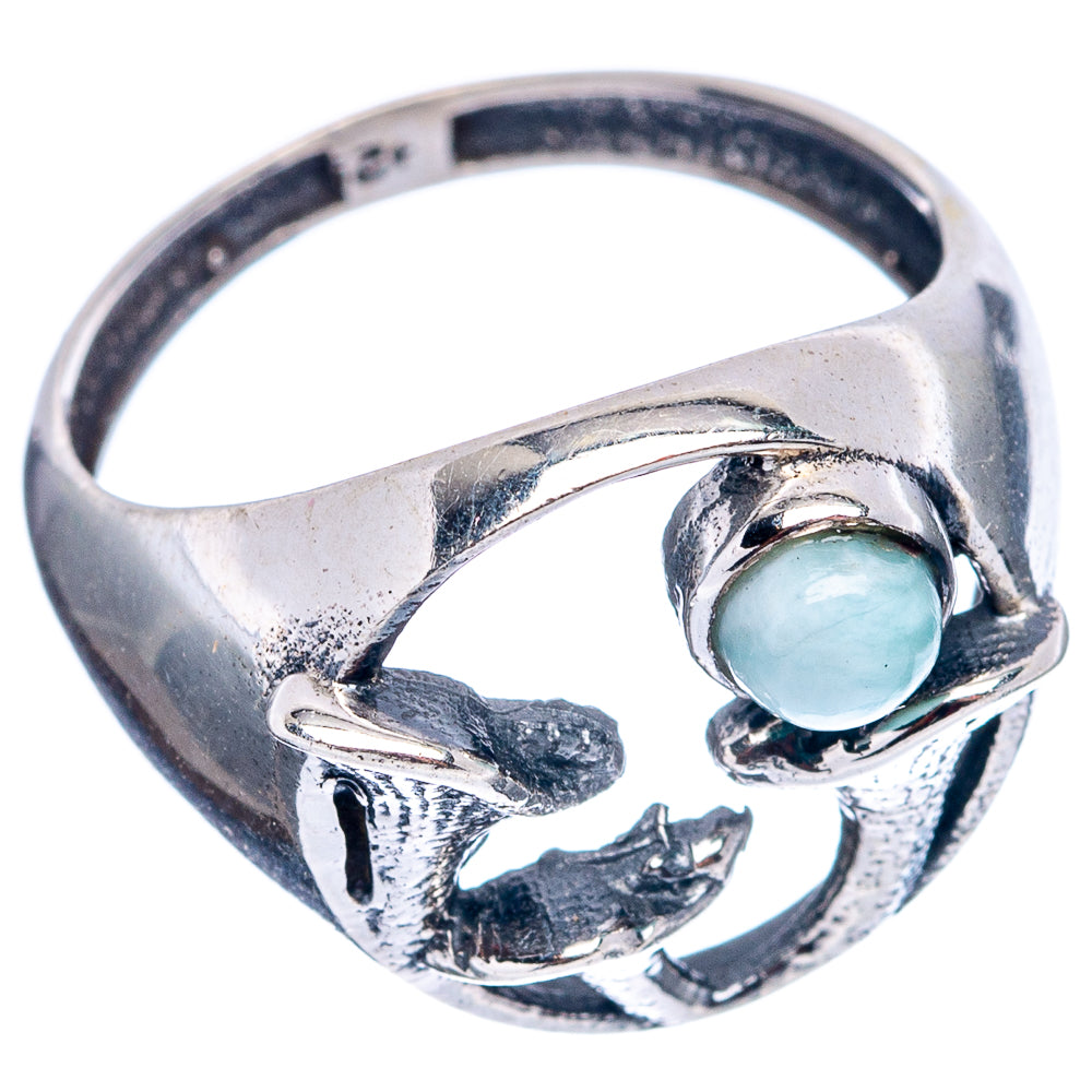 Larimar Mushroom Dainty Ring Size 6.75 (.925 Sterling Silver)