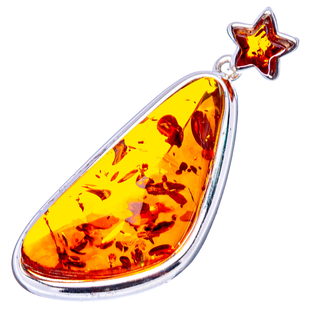 Baltic Amber Star Pendant 1 5/8" (.925 Sterling Silver)