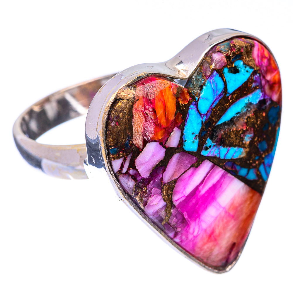 Kingman Pink Dahlia Turquoise Ring Size 7.75 (925 Sterling Silver) R141095