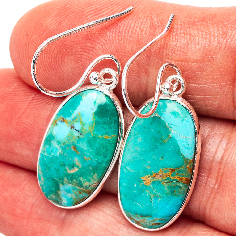 Mohave Turquoise Earrings 1 1/2" (.925 Sterling Silver)