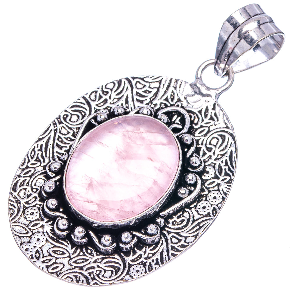 Rose Quartz Pendant 2 1/8" (German Silver)