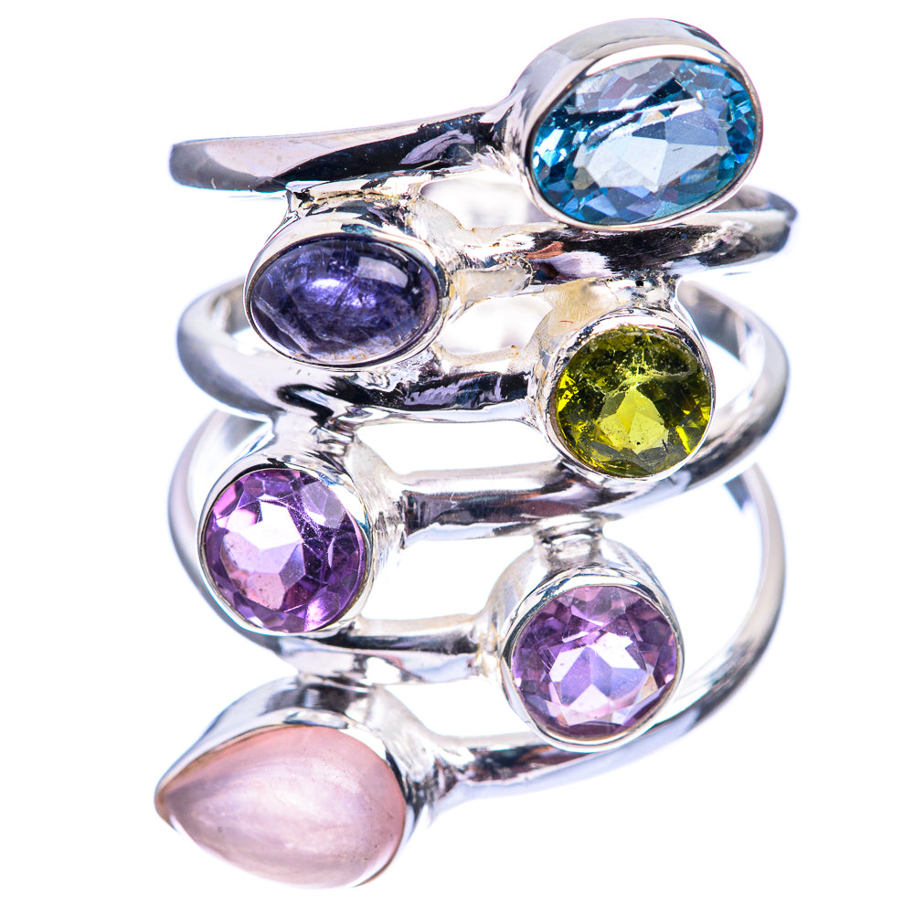 Blue Topaz, Peridot, Tanzanite, Amethyst, Rose Quartz Ring Size 8 (925 Sterling Silver) R142020