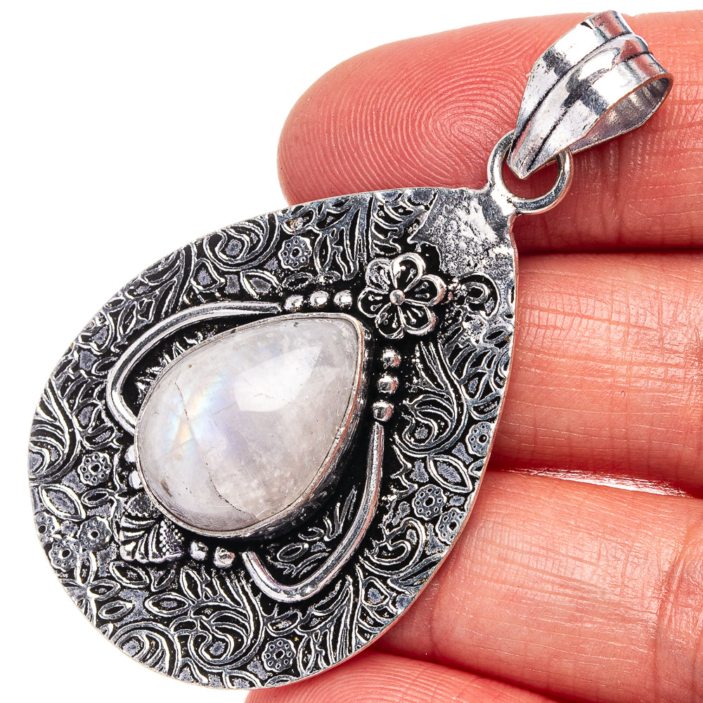 Rainbow Moonstone Pendant 2 1/8" (German Silver)