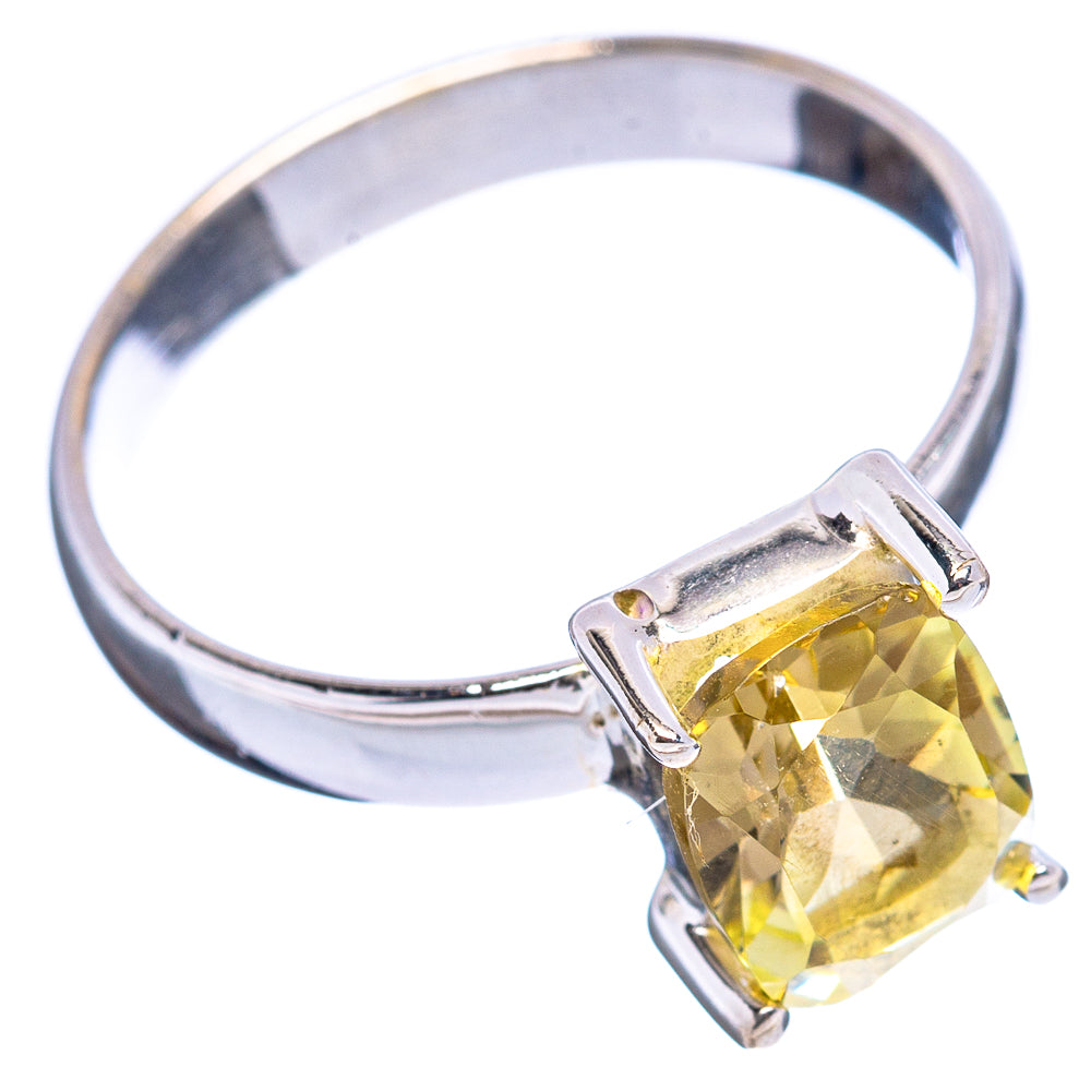 Faceted Lemon Quartz Ring Size 8.25 (.925 Sterling Silver)