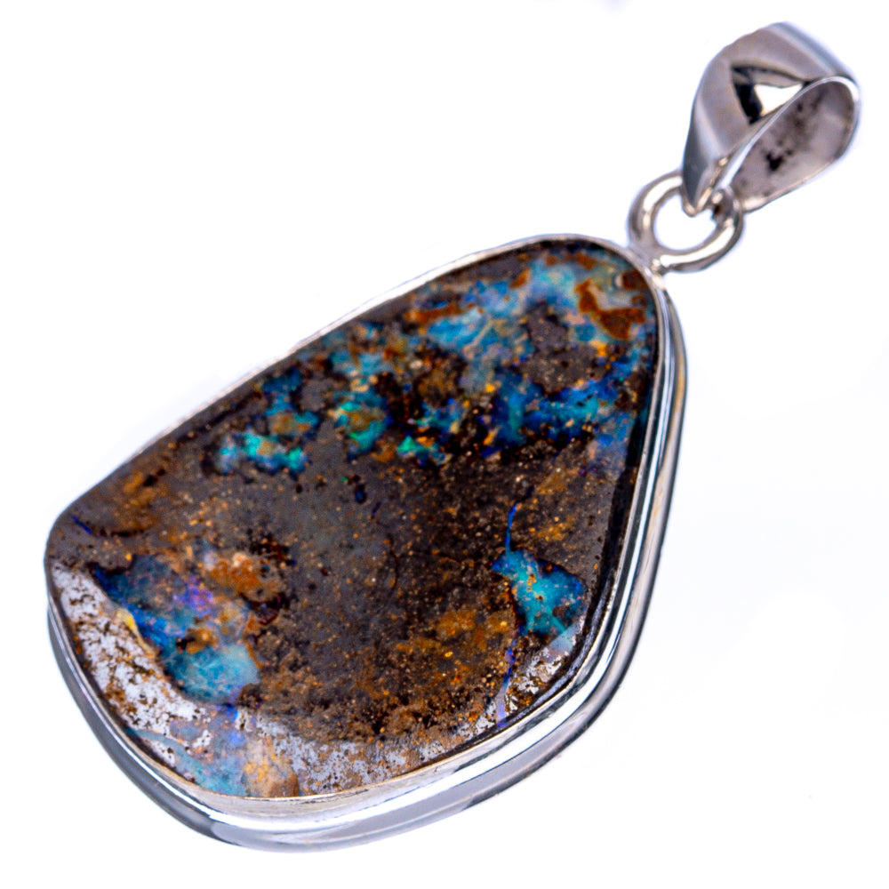 Rare Boulder Opal Pendant 1 5/8" (925 Sterling Silver) P41331