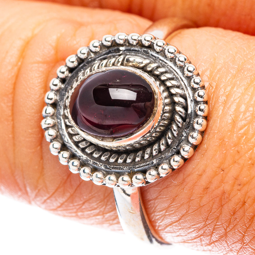 Garnet Dainty Ring Size 8 (925 Sterling Silver) R5975